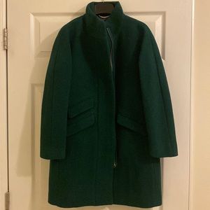 J Crew Italian Stadium coat. Brand new with tag.  Green in color. Wool. Size 0P.